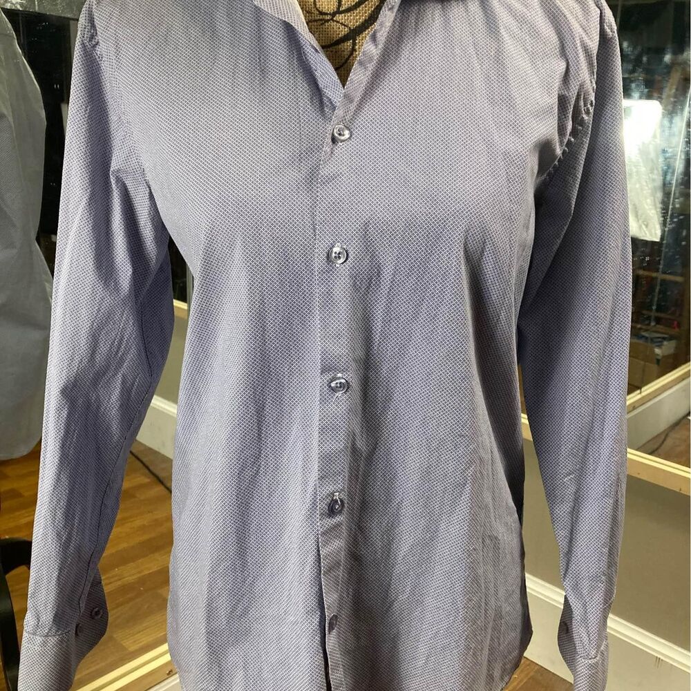 Mens Jones New York Signature Non-Iron Size Medium Stretch Button Up Dress Shirt